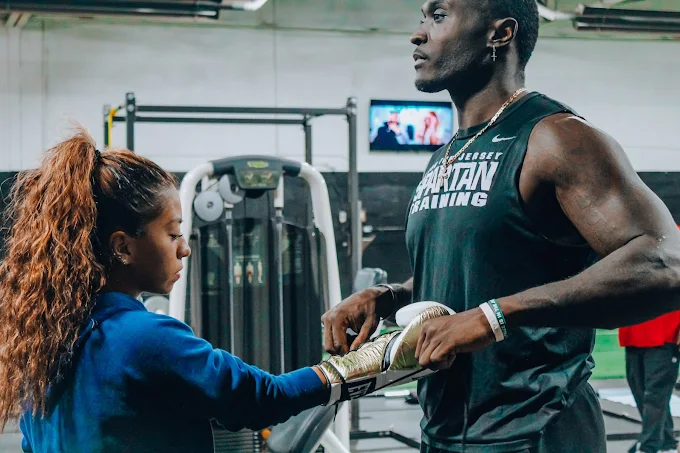Boxing training action shot